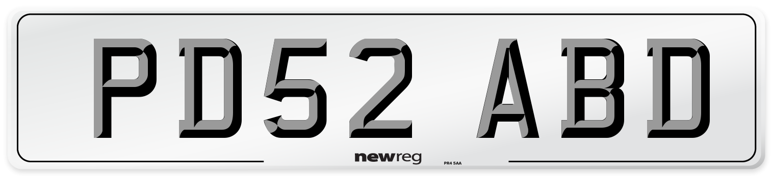 PD52 ABD Number Plate from New Reg
